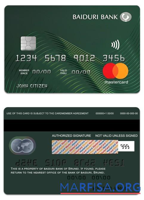 Downloadable Brunei Baiduri Bank Standard Credit Mastercard real example
